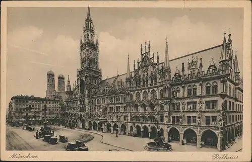 Ansichtskarte München Rathaus Marienplatz Frauenkirche 1910