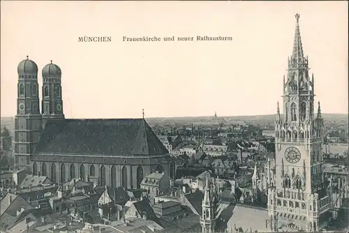 Ansichtskarte München Frauenkirche Rathaus Turm Panorama 1915