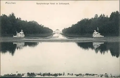 Ansichtskarte München Nymphenburger Kanal Schlosspark Skulptur 1910