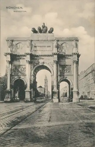 Ansichtskarte München Siegestor Denkmal Skulptur 1910