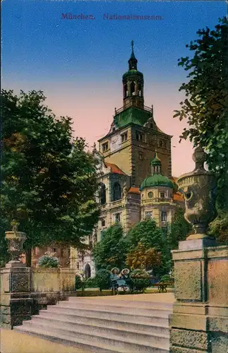 Ansichtskarte München Bayrisches Nationalmuseum Parkanlage Treppe 1910