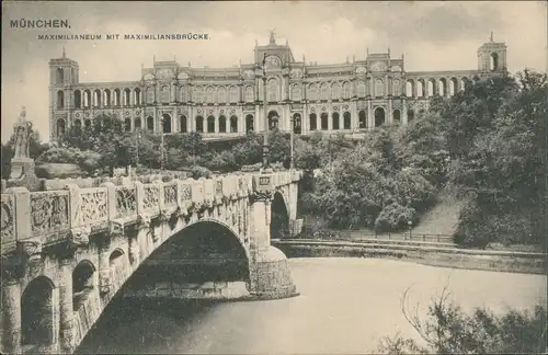 Ansichtskarte Haidhausen-München Maximilianeum Maximiliansbrücke Isar 1910