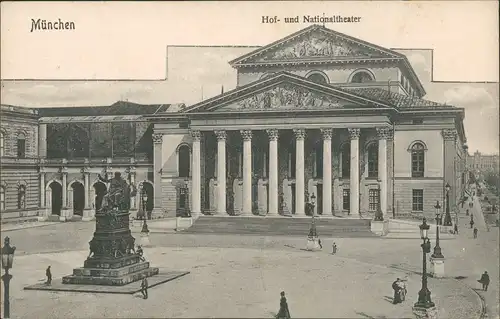 Ansichtskarte München Denkmal vor Nationaltheater 1910