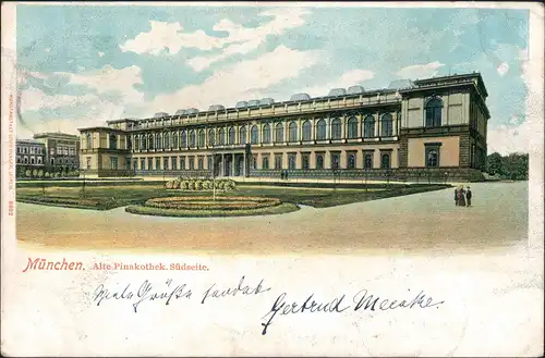 Litho AK München Alte Pinakothek Gesamtansicht mit Park Grünanlagen 1901