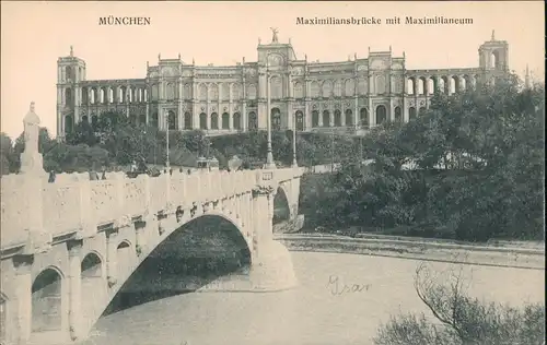 Haidhausen-München Maximiliansbrücke mit Maximilianeum Gebäude 1915
