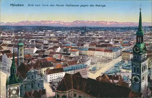 München Panorama-Ansicht vom Turm des Rathauses gegen Alpen 1923