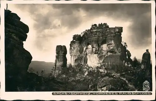 Ansichtskarte Schmilka Frienstein (Vorderes Raubschloss) 1932 Walter Hahn:195