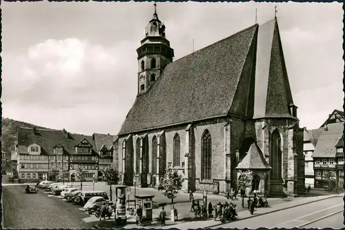Hannoversch Münden Hann. Münden St. Blasikirche Blick auf Parkplatz u. Autos 1960