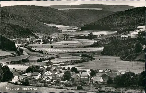 Ansichtskarte Niederorke-Vöhl Panorama Ansicht aus d. Vogelschau 1955