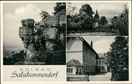 Ansichtskarte Salzhemmendorf 3-Bild-AK Klippen, Teilansicht, Kurhaus 1950