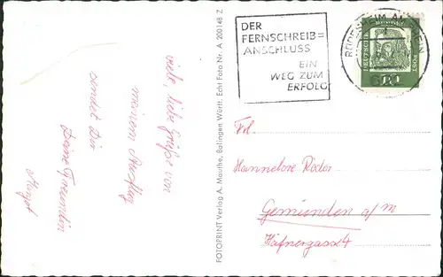 Rüdesheim (Rhein) Stadtteilansichten Mehrbild-AK Strassen, Seilbahn  1966