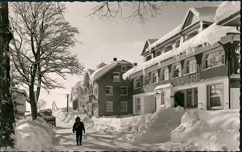 Ansichtskarte Höchenschwand Strassen Partie, verschneites Hotel Krone 1963
