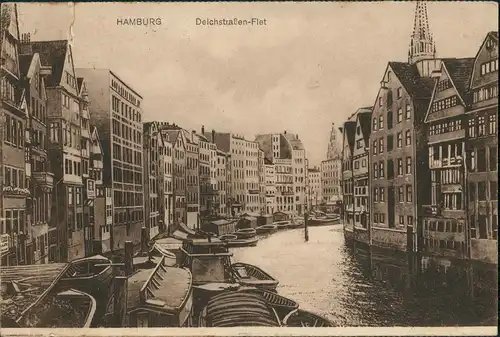 Ansichtskarte Altstadt-Hamburg Deichstrassenfleet Kanal Boote 1927