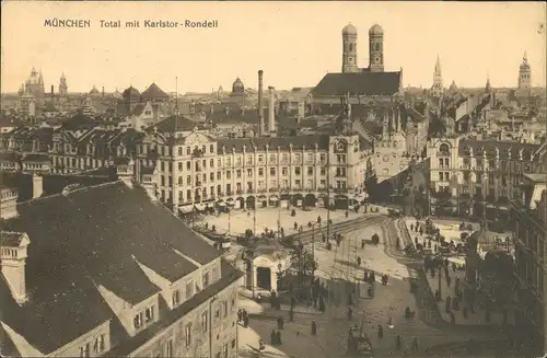 Ansichtskarte München Karlstor Rondell Stachus Frauenkirche 1908
