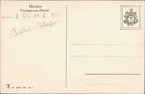 Ansichtskarte München Prinzregententheater Frontalansicht 1914