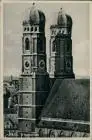 Ansichtskarte München Frauenkirche Teilansicht Frauentürme Turmuhr 1910