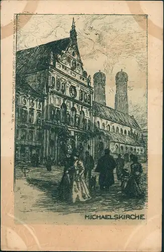 Ansichtskarte München Michaelskirche Frauentürme 1910