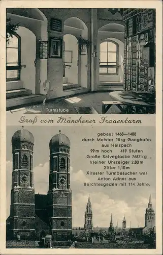 München Frauenkirche Turmstube Mehrbildkarte Frauenturm Kirche Rathaus 1899