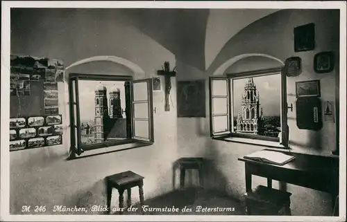 München Blick von Petersturm Turmstube auf Frauenkirche Rathaus 1940