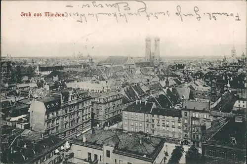 Ansichtskarte München Panorama-Ansicht mit Frauenkirche 1909