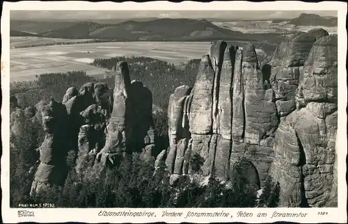 Ansichtskarte Bad Schandau Schrammsteine mit Fernblick 1940 Walter Hahn:3390