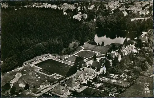 Ansichtskarte Bad Sachsa Luftbild Luftaufnahme Blick auf Schwimmbad 1963