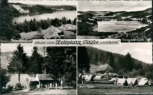 Ansichtskarte Titisee 4-Bild-AK Zeltplatz "Sandbank" Zelten & Camping 1954