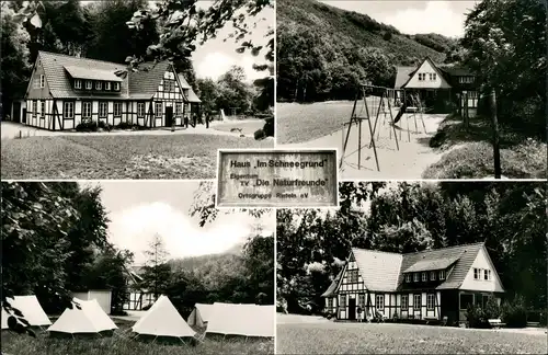 Rohden (b. Rinteln) Naturfreundehaus Schneegrund, Zeltplatz, Mehrbild-AK 1970