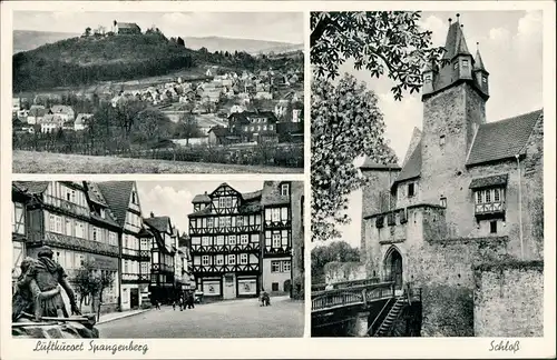 Ansichtskarte Spangenberg Liebenbachstadt mit Schloss und Stadtansicht 1960