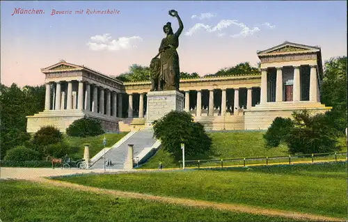 Ludwigsvorstadt-München Bavaria mit Ruhmeshalle Kutschwagen Denkmal 1910