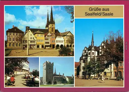 Saalfeld (Saale) Markt, Rathaus, Gaststätte "Kulmberghaus", Darrtor 1987