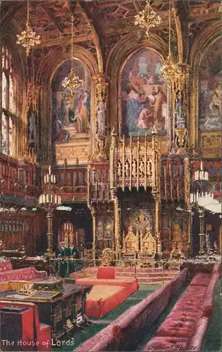 Postcard London House of Lords, House of Parliament Parlamentshaus 1910