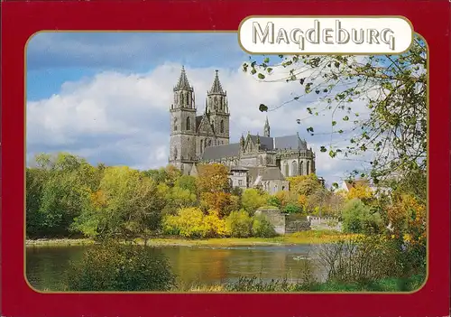 Ansichtskarte Altstadt-Magdeburg Magdeburger Dom Fluss Partie 1990