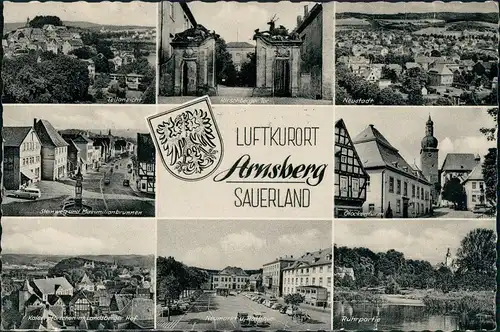 Ansichtskarte Arnsberg Sauerland, Mehrbild-AK mit 8 Echtfoto-Ansichten 1960