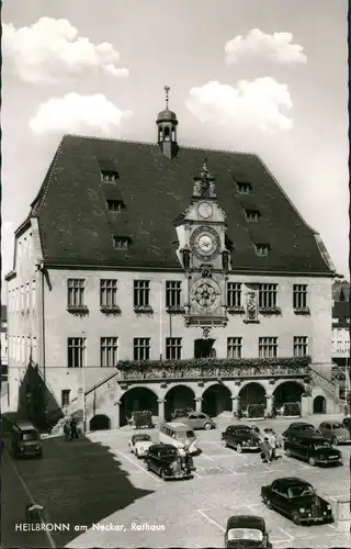 Ansichtskarte Heilbronn Auto Parkplatz am Rathaus Gebäude 1955