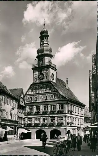 Kirchheim unter Teck Strassen Partie mit Auto VW Käfer am Rathaus 1960