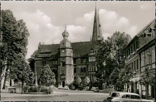 Ansichtskarte Alfeld (Leine) Rathaus Strassen Partie, Autos 1960