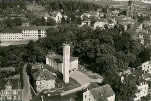 Homberg (Efze) Katholische Christuskirche (Epheta) vom Flugzeug aus 1960