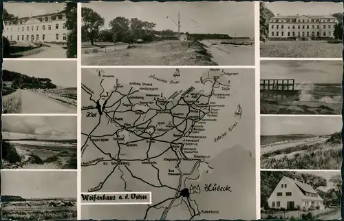 Ansichtskarte Weißenhaus Mehrbild-AK mit Umgebungskarte 1960