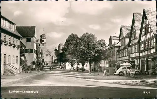 Ansichtskarte Langenburg VW Käfer vor Geschäft, Strassen Ansicht 1960