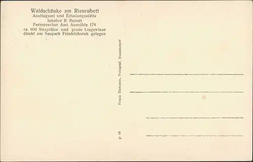 Ansichtskarte Aumühle Waldschänke am Riesenbett Inh. R. Berodt 1950