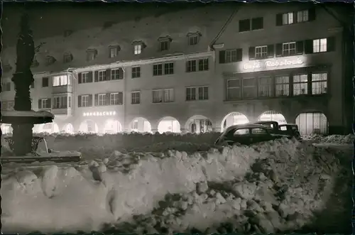 Ansichtskarte Freudenstadt Marktplatz verschneit, Winter Stimmungsbild 1960