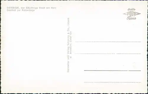 Ansichtskarte Osterode (Harz) Gasthof zur Ratswaage 1955