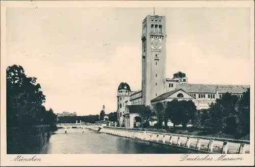 Ansichtskarte München Isar  Museum 1930   gelaufen mit Stempel München