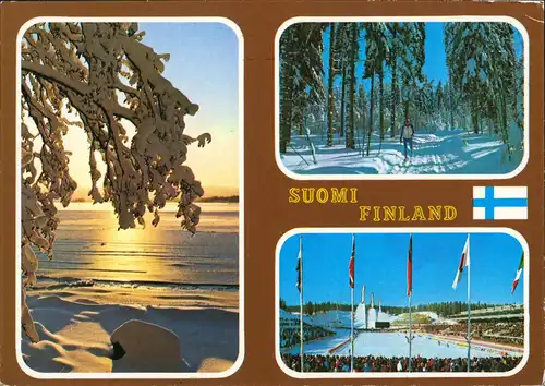 .Finnland Suomi TERVEISET SUOMESTA Mehrbild-AK Winter-Impressionen 1981