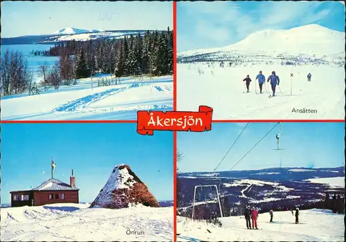 .Schweden Sverige Åkersjön Jämtland mit Ansätten, Önrun, Ski-Lift 1980