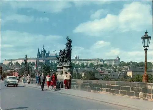 Postcard Prag Praha Pražský hrad z Karlova mostu/Karlsbrücke 1975