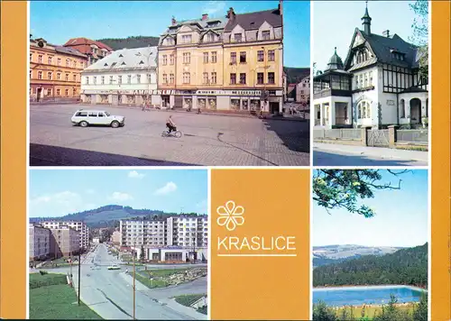 Graslitz Kraslice Umland-Ansicht Stadt Ansichten Mehrbild-AK 4 Fotos 1980