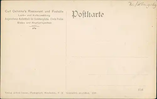 Postcard Neudamm (Neumark) Dębno Restaurant Am Waldessaum 1910