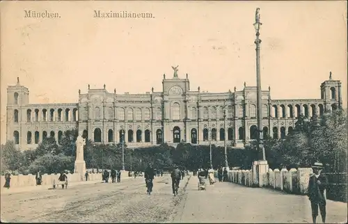 Haidhausen-München Maximiliansbrücke belebt Maximilianeum 1907